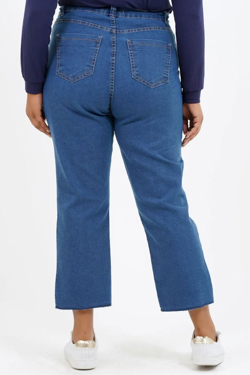 Calça Reta Cropped Plus Size Espanha Jeans