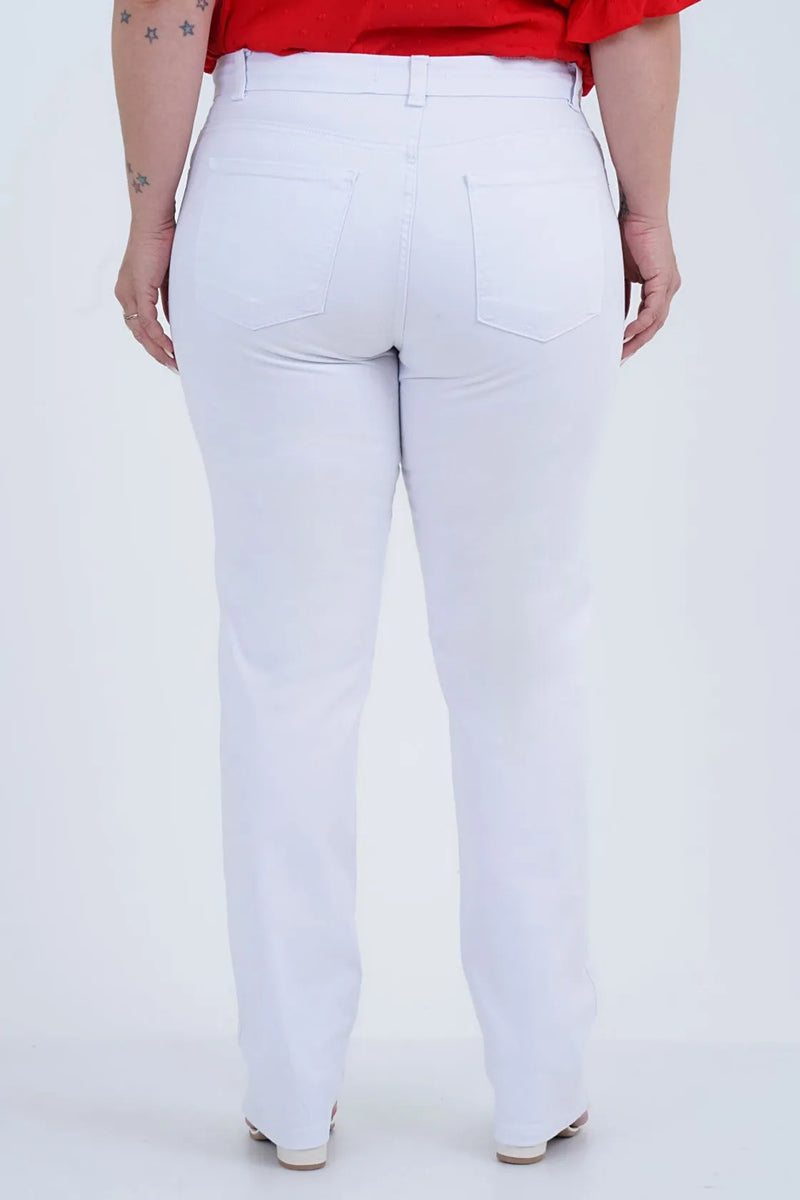 Calça Reta Plus Size Feminino Liberdade Sarja