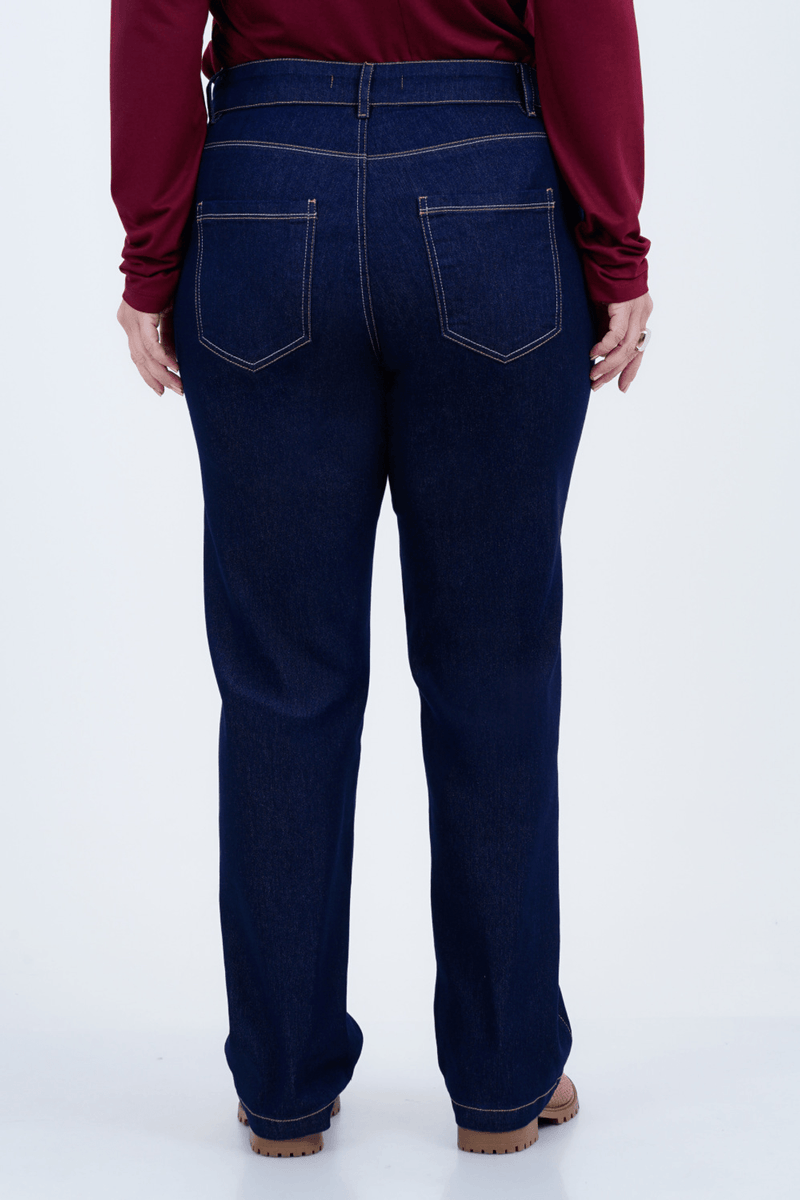 Calça Plus Size Feminino Reta Jeans Anil