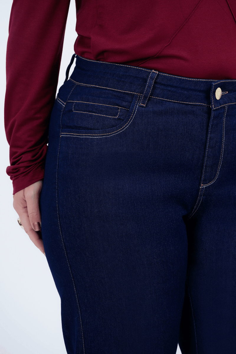 Calça Plus Size Feminino Reta Jeans Anil
