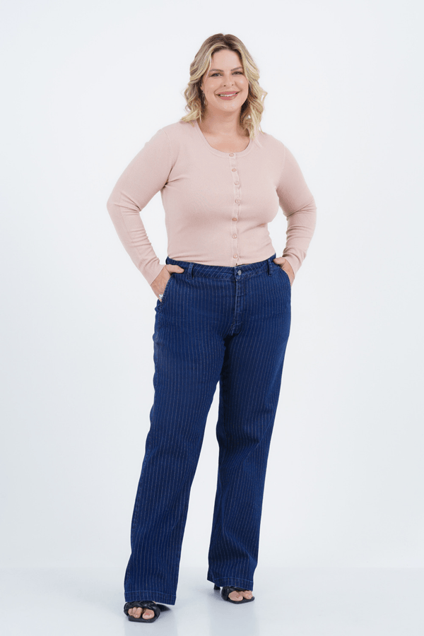 Calça Plus Size Feminino Reta Jeans Royal